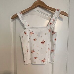 Forever 21 Flowery White Crop Top